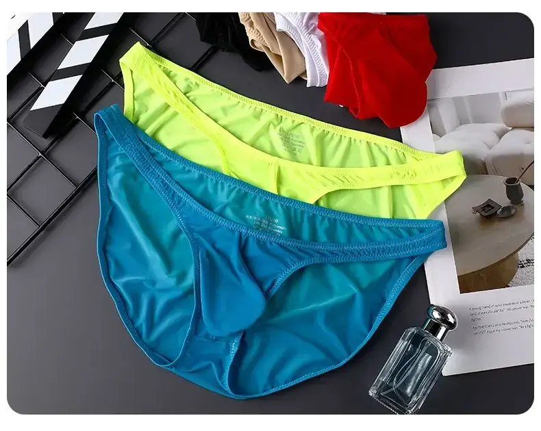 Men's Ice Silk Briefs Sexy Low-Rise U-Pouch Underwear Summer Ultra-Thin Breathable Smooth Panties Quick-Dry Cool Swimming Briefs — image 15