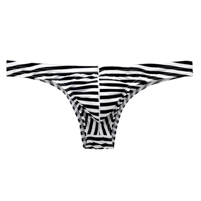 Europe Men's Striped Bikini Briefs Low Waist Sexy U Convex Underwear Male Half Covered Buttocks Tanga Panties Plus Size M-XXXL — image 21