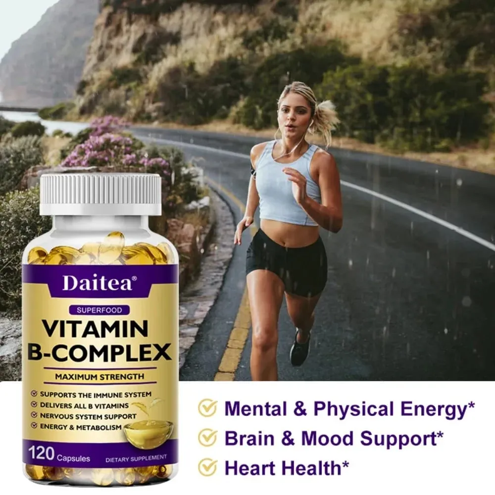 Vitamin B Complex - Immune Support Supplement Promotes Brain Health and Nervous System Boosts Energy and Improves Alertness