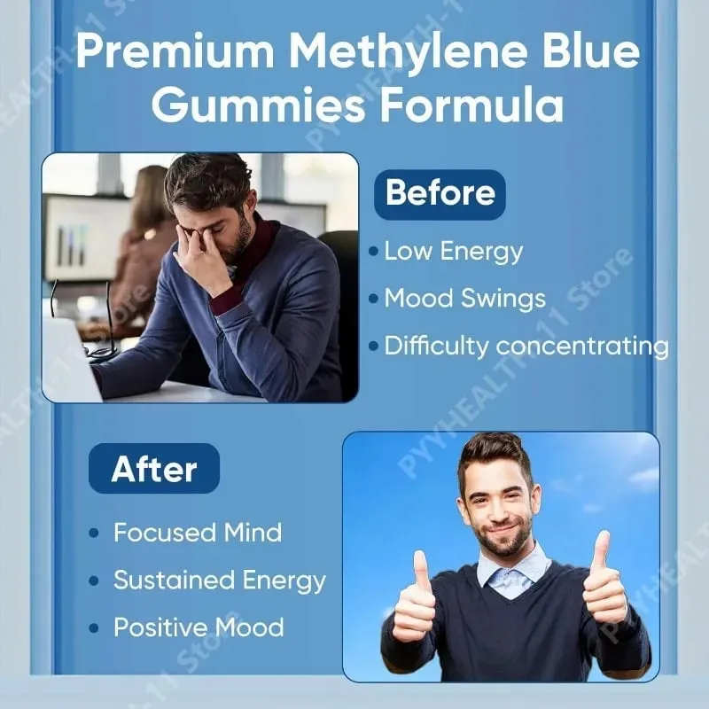 Methylene Blue Compound Gummies 5mg 30/60 Ct Γεύση Μύρτιλλου για Διαρκή Ενέργεια Ψυχική Διαύγεια και Κυτταρική Υποστήριξη Διάθεσης — image 4