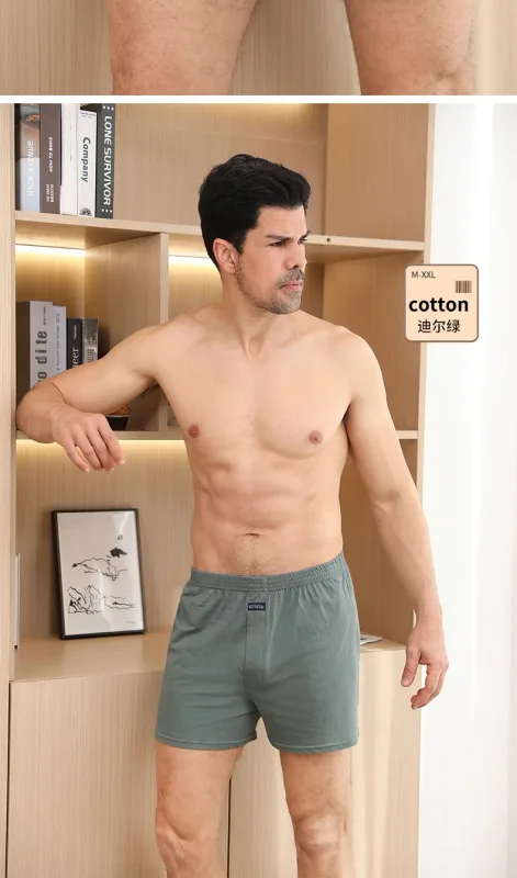 Men's Aro Pants Underwear 100% Pure Cotton Home Sleeping Pants Loose Breathable Men's High Waisted Four Corner Boxers Shorts — image 17