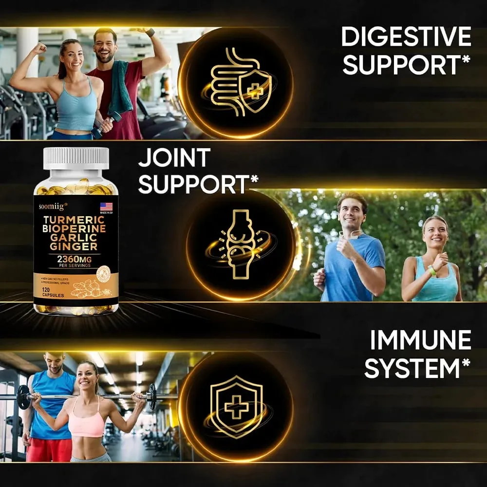 Turmeric Ginger Supplement with Garlic Curcumin Black Pepper Support Joint Health Promote Digestion and Boost Immune Health — image 4