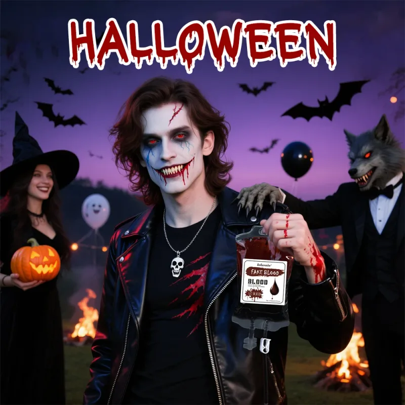 Halloween Horror Σετ Μακιγιάζ Υψηλού Κορεσμένου Χρώματος Μεγάλης διάρκειας Εύκολη Απενεργοποίηση Ασφαλής Φόρμουλα Fake Blood Lip Stain για Halloween Cosplay — image 6