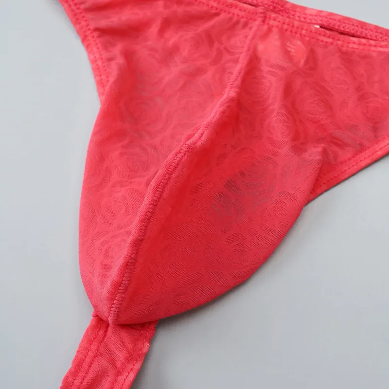 Lelaki Lace Jacquard G-string Seluar Dalam Tinggi Meregangkan Kantung Besar Thong Seluar Dalam Gay Seksi Erotik Seluar Dalam T-belakang — image 9