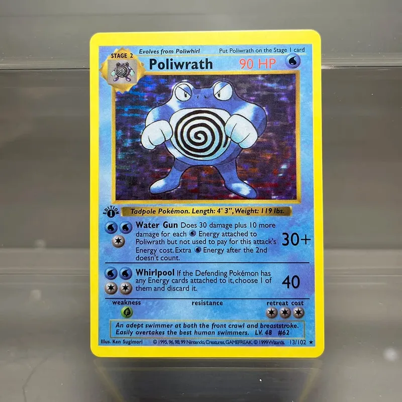 PKM Single Cards 1. Edition 1996 Mewtwo Charizard Dragonite Zapdos PTCG fóliakártyák alapkészlet játékgyűjtemény PKM proxy kártyák