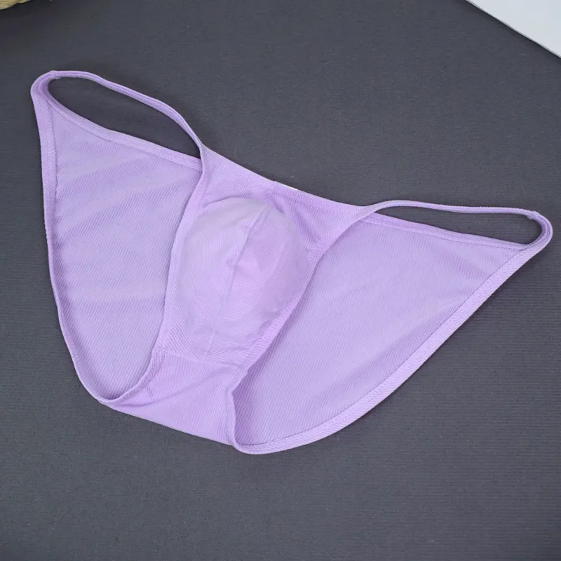 Men Fashion Ribbing Sexy High Fork Underwear Briefs U Convex Pouch Low Rise Man Comfortable Underpants Quick-drying — image 2