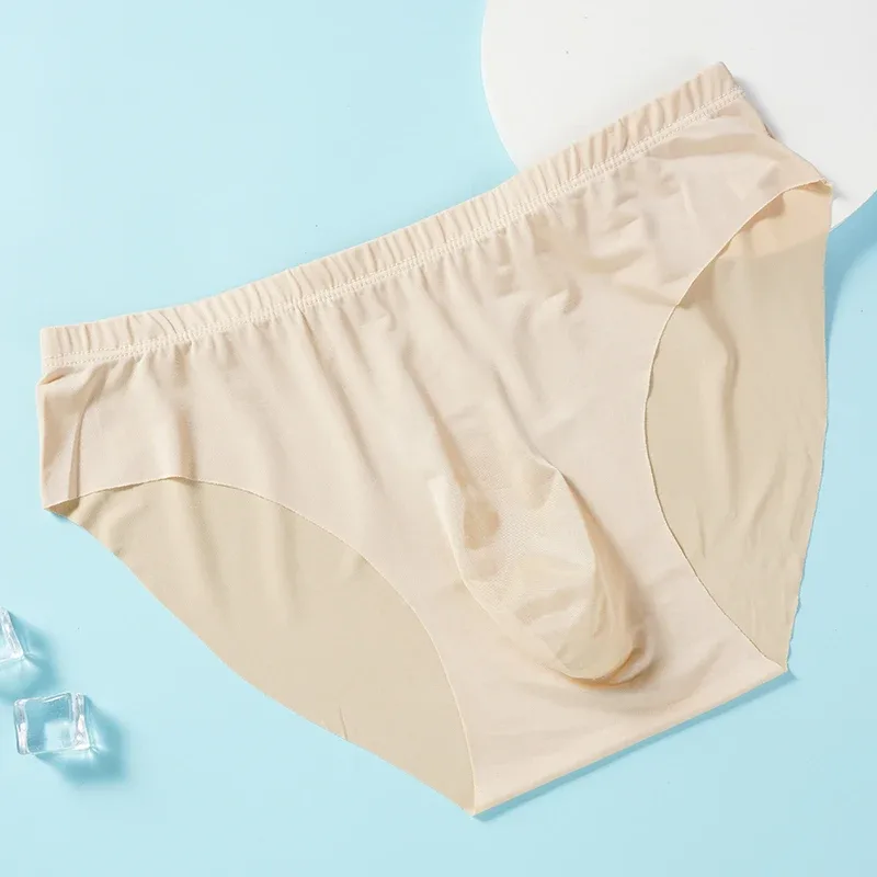 Calzoncillos de seda helada para hombre, ropa interior transparente, sin costuras, Sexy, de secado rápido, transpirable, ultrafina, 4 Uds.