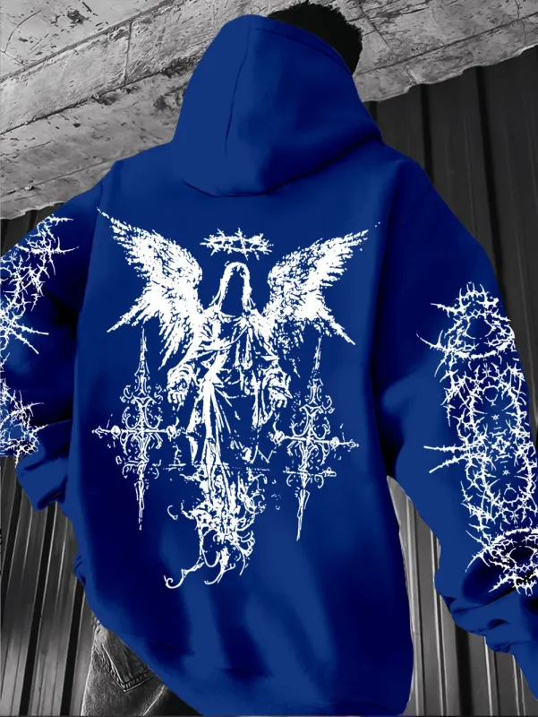 Sudaderas con capucha de estilo gótico con estampado de Ángel para hombre y mujer, sudadera informal de calle para exteriores, tendencia deportiva, sudadera de manga larga de Hip-hop para parejas, Otoño e Invierno — image 14