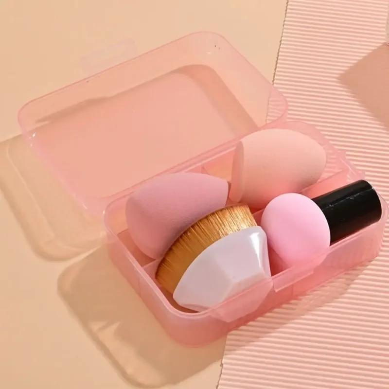 4 pçs beleza pro fundação cosméticos puff conjunto seco molhado utilizável ferramenta de maquiagem pincéis mágicos com caixa esponja pó maquiagem — image 11