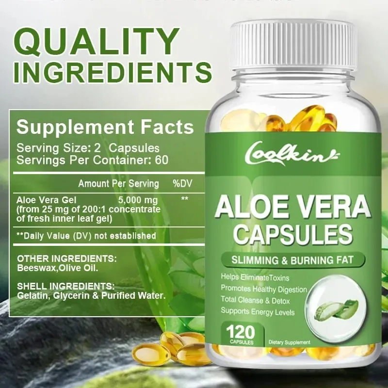 Aloe Vera Extract Capsules - Relieve Intestinal Constipation Promote Digestion Detoxify Control Appetite Burn Fat Non-GMOSu — image 3
