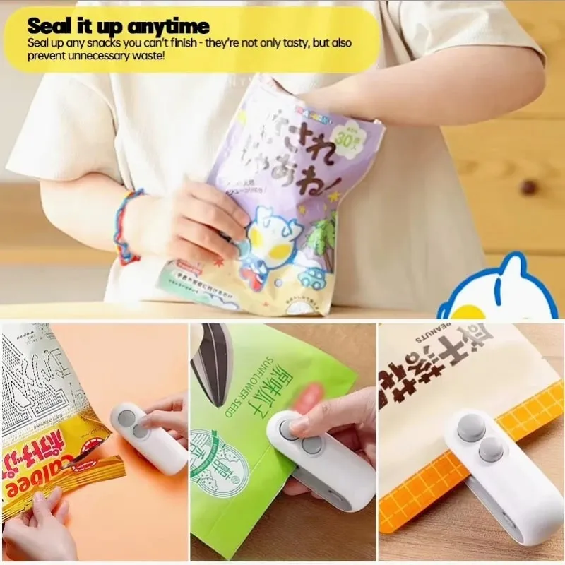 2in1 Plastic Bag Sealer Mini Portable Plastic Bags Sealing Machine Thermal Sealants Handheld Food Storage Packaging Heat Sealer — image 2