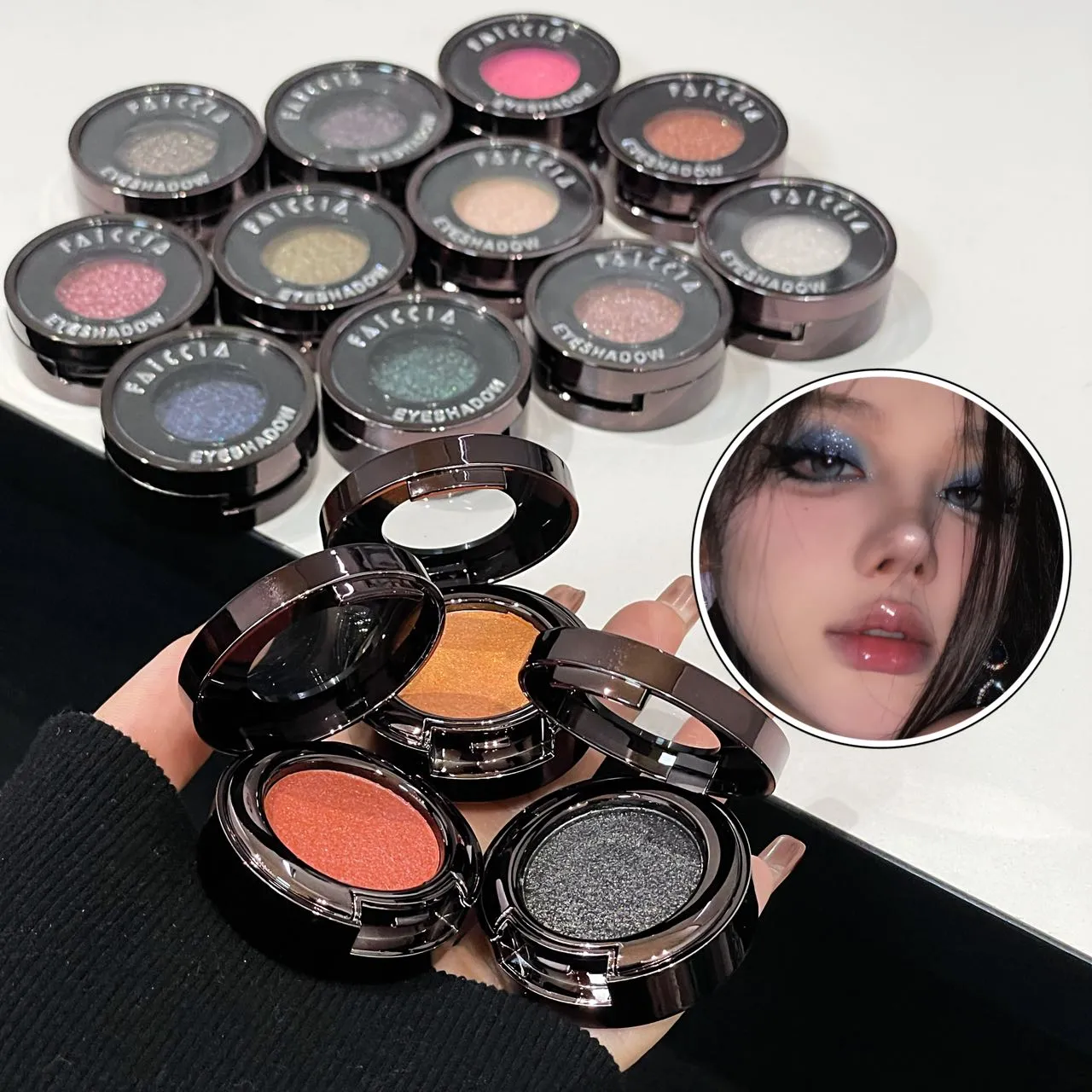 Metallic Glitter Black Blue Eyeshadow Purple Green Metallic Highlighter Eyeshadow Diamond Μακιγιάζ ματιών μακράς διαρκείας Γυναικεία καλλυντικά