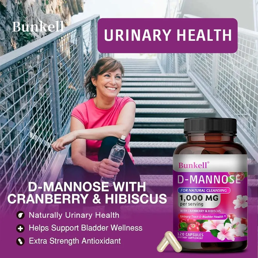D-Mannose 1000mg קפסולות - חמוציות שן הארי היביסקוס תומכת בריאות שלפוחית השתן ניקוי פנימי וחיסוני — image 4