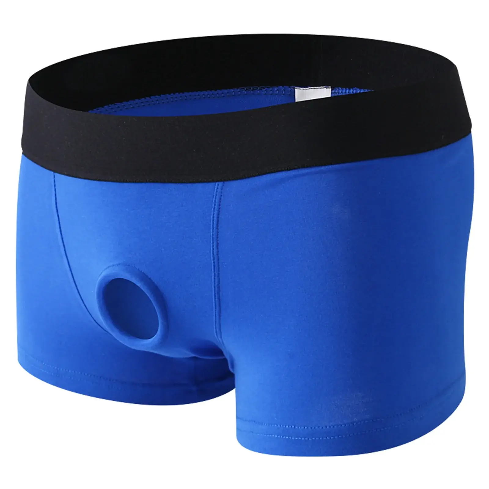 Men's Boxers Front Hole Pouch Underwear Silicone Cockring Sexy Boxershorts Wide Waistband Cotton Underpants Hollow Out Lingerie — image 1
