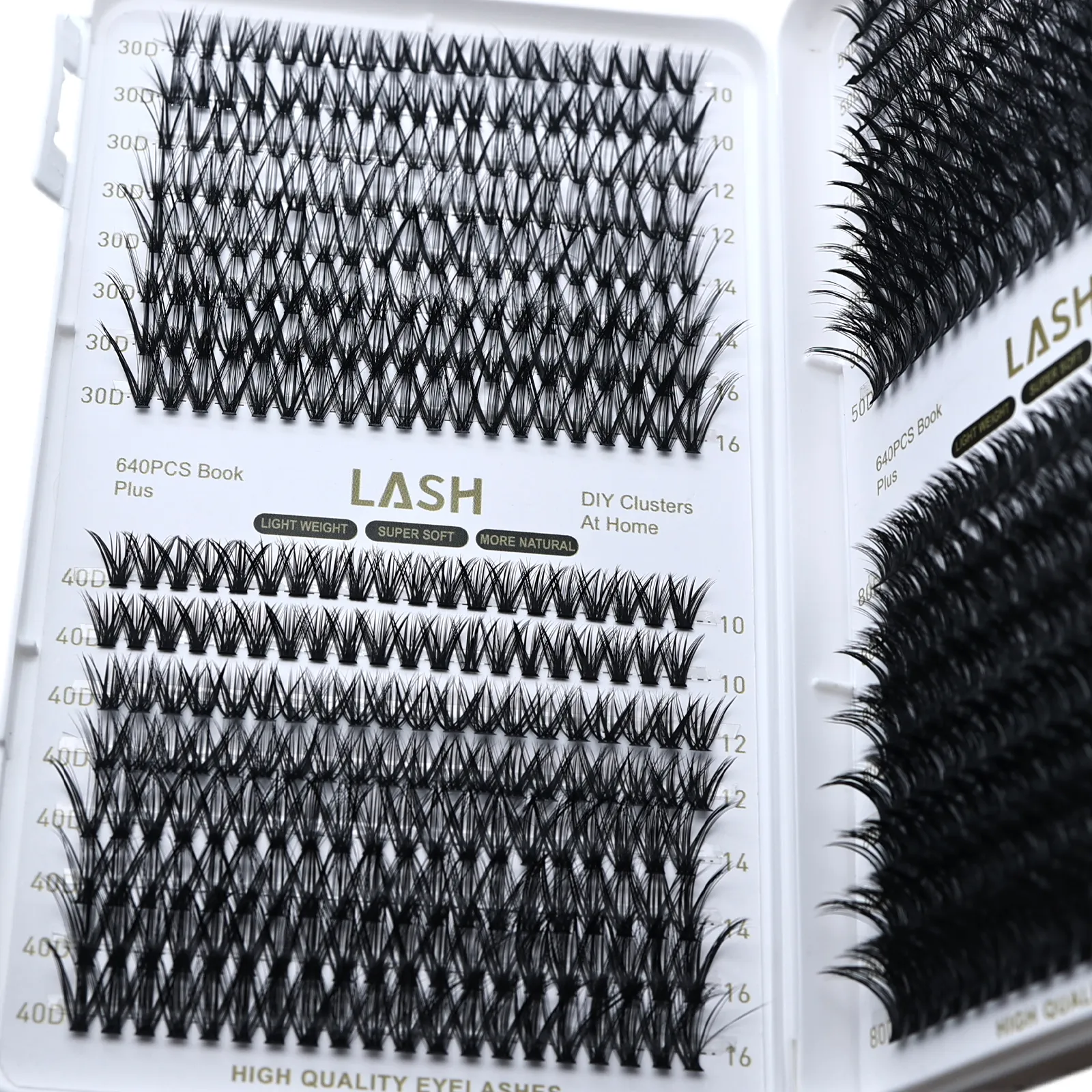 Βιβλίο DIY Lash Cluster 640Pcs 30D‑80D Mixed Density D Curl 10‑16mm Μικτού μήκους Individual Eyelash Cluster Home Εργαλείο μακιγιάζ ματιών — image 3