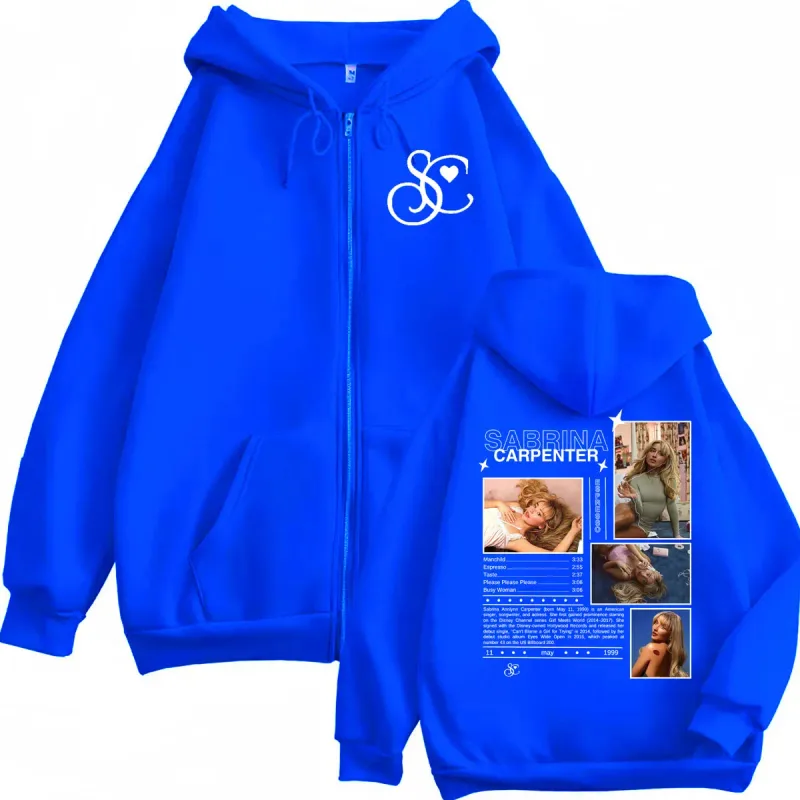 Singer Sabrina Carpenter Graphic Zipprer Hoodie Fashion Aesthetic Zip Up Hooded Sweatshirts Men Women Casual Oversized Pullovers — image 4