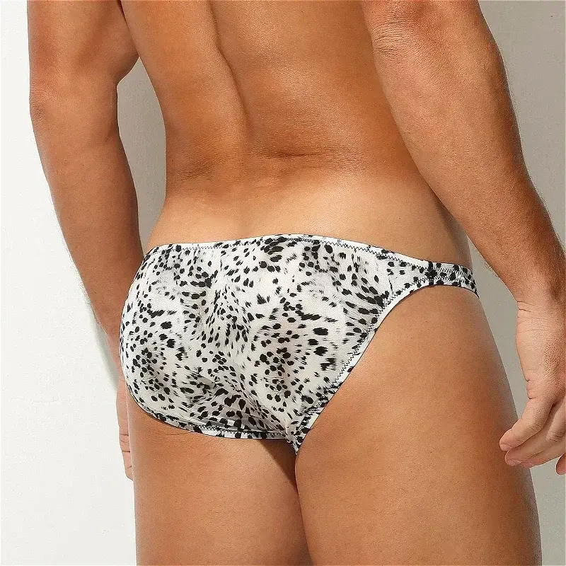 Leopard Ice Silk Mens Sexy Underwear Ultra-thin Silky Convex Pouch Briefs Smooth Man Panties Breathable Low Waist Men Underpants — image 2