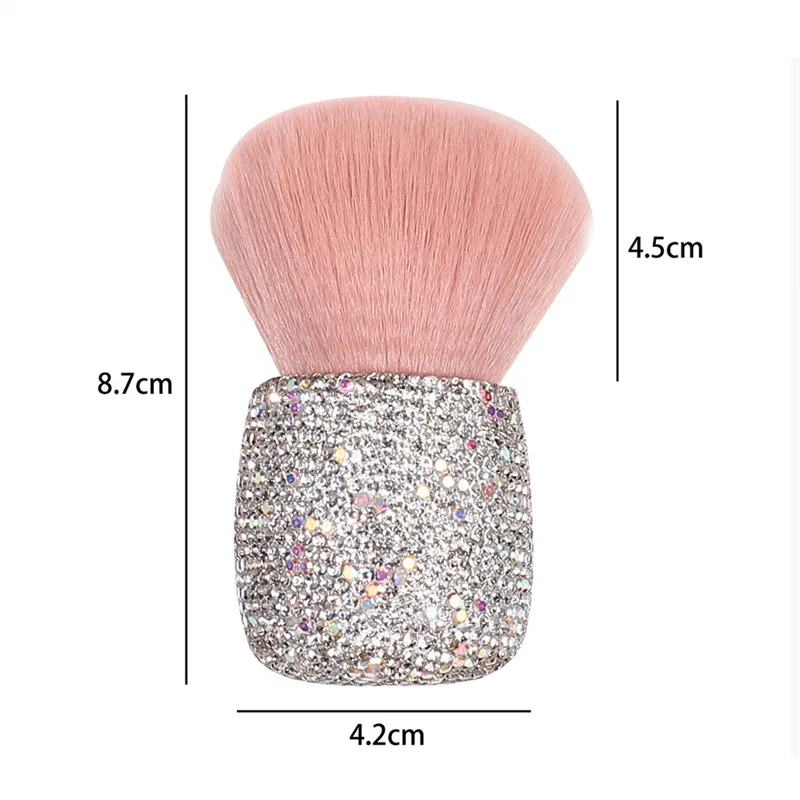 Pincel de maquiagem profissional com cabo de diamante, pincel para pó solto, blush, cabeça de cogumelo, base, blush, cabelo macio, ferramenta — image 2