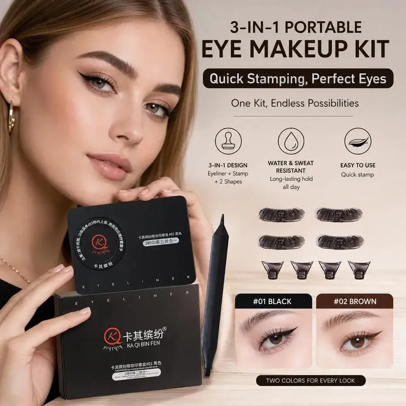 3 σε 1 Lower Eyelash Stamp Eyeliner & Beauty Mole Stamp Set 3s Fast Application Αδιάβροχα Εργαλεία Μακιγιάζ ματιών — image 5