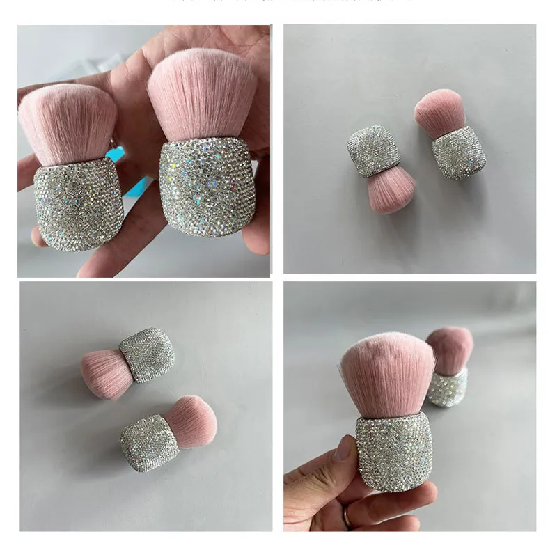 Pincel de maquiagem profissional com cabo de diamante, pincel para pó solto, blush, cabeça de cogumelo, base, blush, cabelo macio, ferramenta — image 6