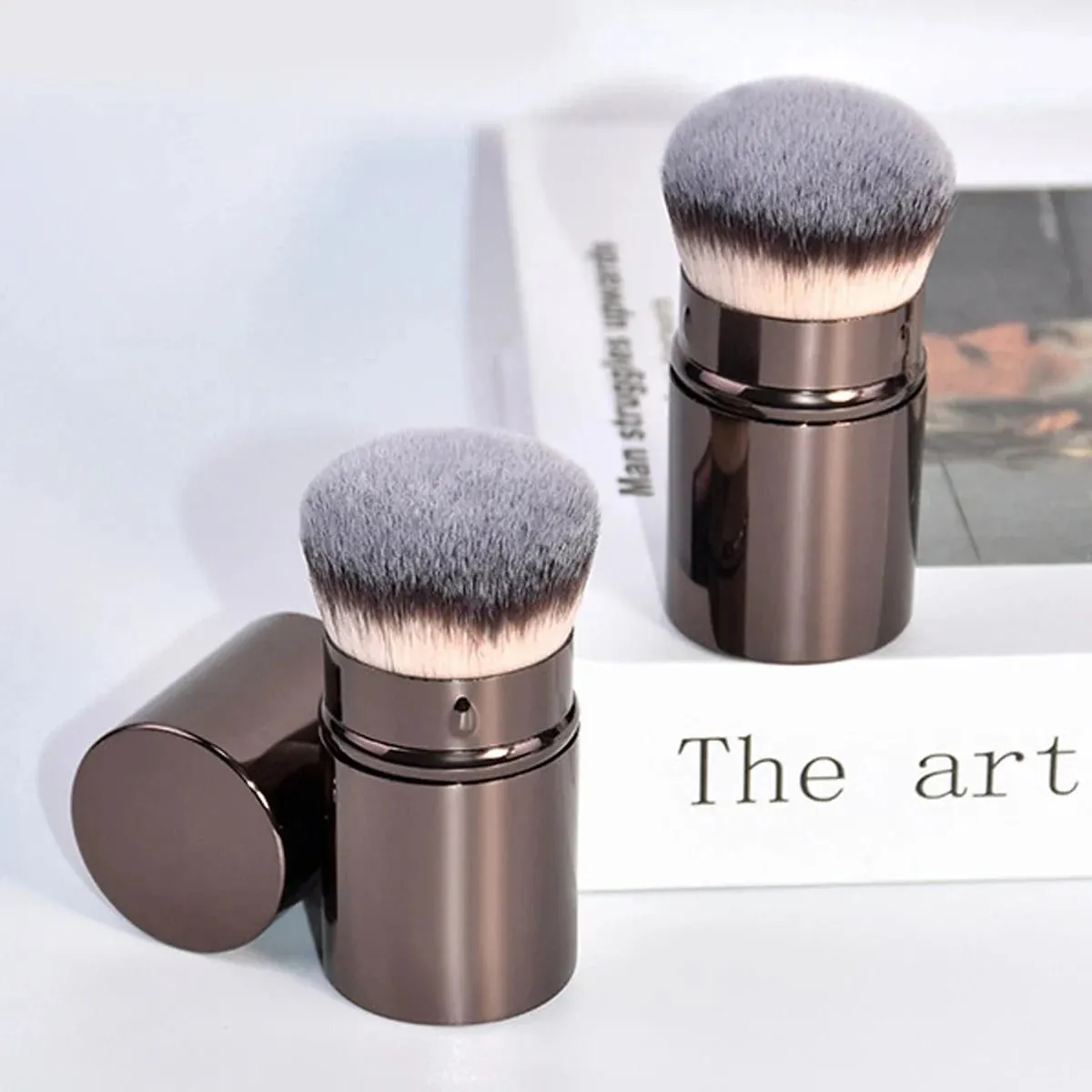 1 τμχ Πτυσσόμενο πινέλο ρουζ Kabuki Foundation Brush Soft Fluffy Powder Contour Brushes Makeup Φορητά εργαλεία μακιγιάζ — image 6