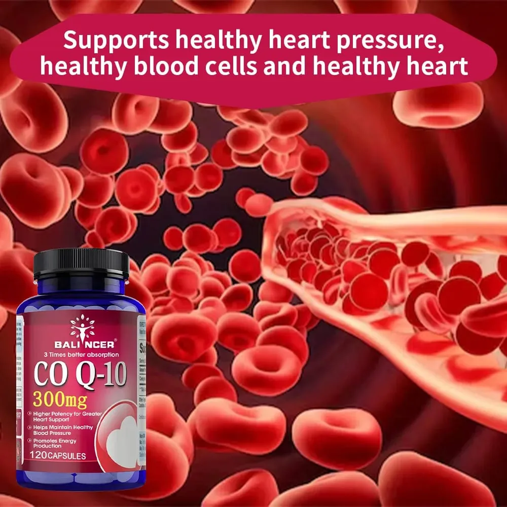 CoQ10 Κάψουλες 300 mg - Αντιοξειδωτικό Υψηλής Απορρόφησης Καρδιαγγειακή Καρδιά Ενεργειακή Υποστήριξη Vegan Non-GMO Χωρίς γλουτένη