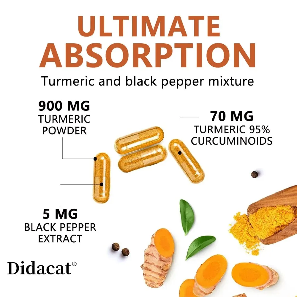 Turmeric Curcumin with Ginger & Black Pepper 1000mg High Absorption Antioxidant & Immune Support 30/60/120 Capsules — image 4