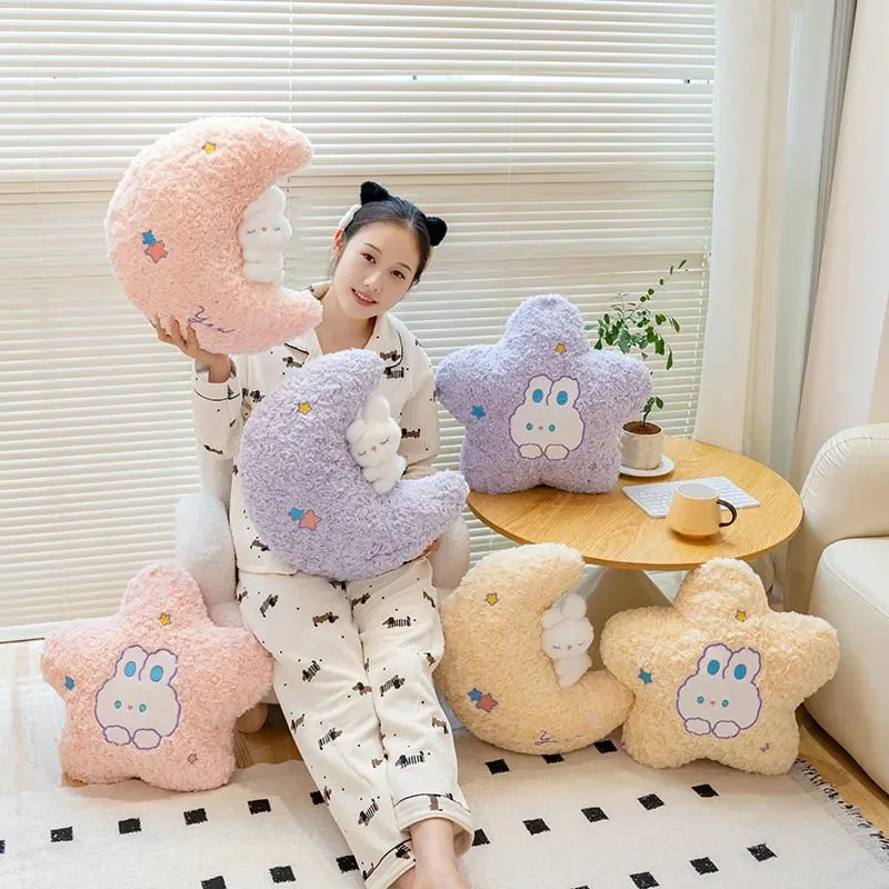 45 ס"מ כרית Kawaii ארנב קריקטורה כוכב ירח כרית כרית אושר יצירתי רך משפחה רך צעצוע קטיפה ספת עיצוב הבית כרית קטיפה