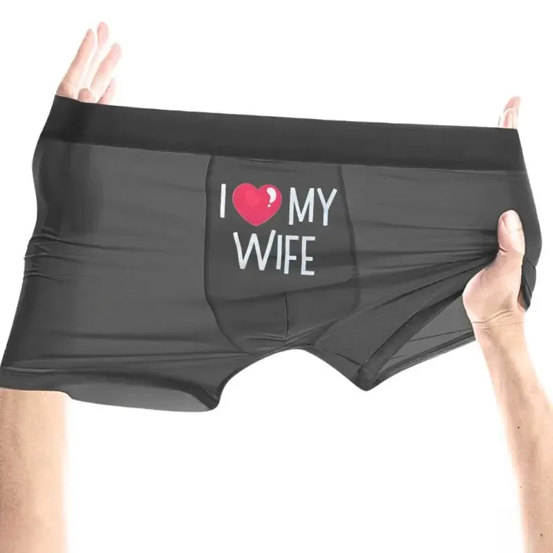 Men's "I LOVE MY WIFE" Romantic Boxer Briefs Soft Stretch Comfortable Daily Underwear,Husband Gift Casual Boxer Hombre Men — image 2