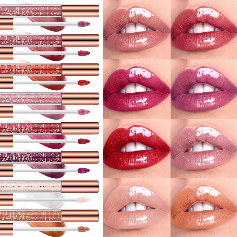 Pearlescent Glitter Plumping Lip Gloss Diamond Glitter Nude Pink Liquid Lipstick Shiny Glass αδιάβροχο Sexy Lip Tint Lip Makeup — image 4