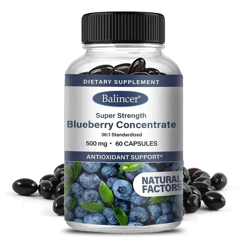 Blueberry Capsules - 500 Mg Good for The Brain Heart Health Eye Care Antioxidant Promotes Smooth Skin- 120 Capsules