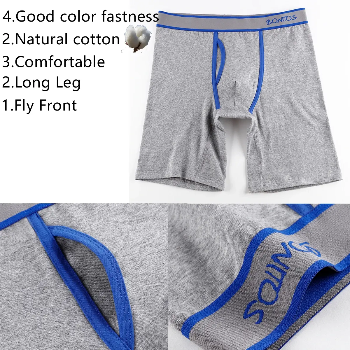 2 pz Confezione Gamba Lunga Boxer da Uomo Mutandine Kit Homme Mutande Boxer Slip Intimo per Uomo Cotone Maschile Sexy Set Box Palestra — image 2