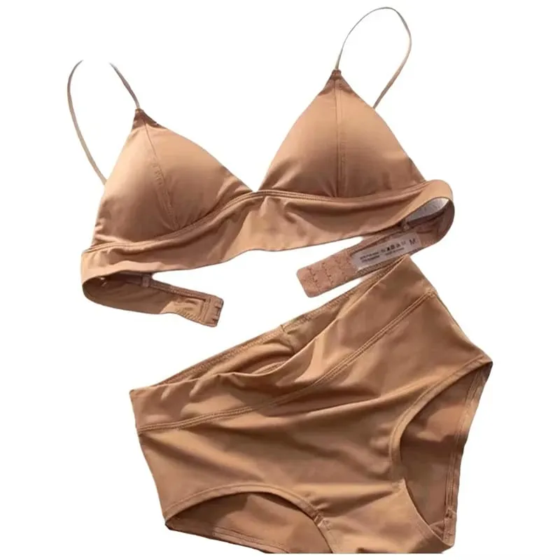 Deep V Plunge Triangle Cup Bralette Ασύρματο Σετ εσώρουχα εσώρουχα, αφαιρούμενα μαξιλαράκια, γυναικεία σέξι εσώρουχα με ελαφριά επένδυση