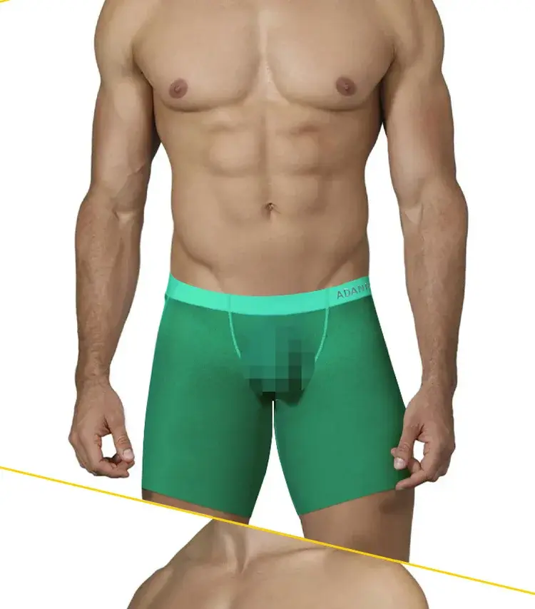 Biancheria intima da uomo ultrasottile da 0,01 mm Boxer lunghi Pantaloncini di raffreddamento in seta di ghiaccio trasparente Mutande fitness da palestra Slip a rete senza cuciture — image 7