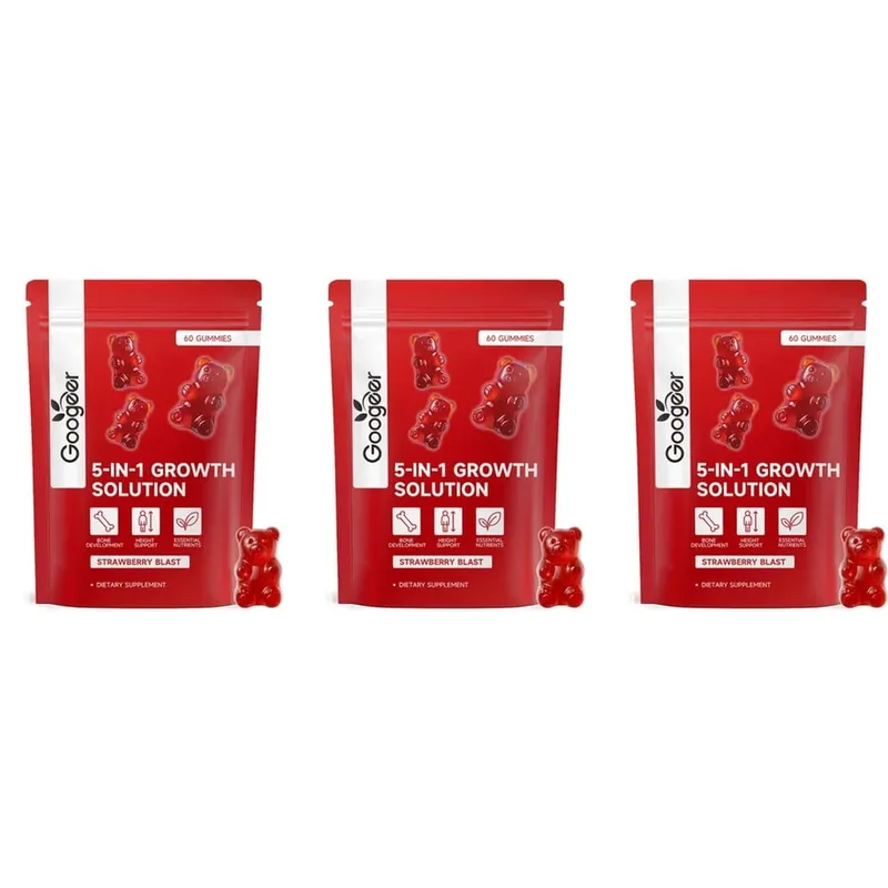 Googeer 5-IN-1 Growth Solution Gummies for Bone Development & Height Support Vitamin D3 K2 Calcium Strawberry Blast 60 Gummies — image 10