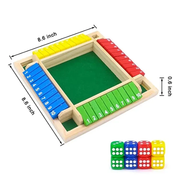Deluxe Four Sided 10 Numbers Shut The Box Σετ επιτραπέζιου παιχνιδιού Toy Dice Party Club Παιχνίδια ποτού για ενήλικες Οικογένειες — image 5