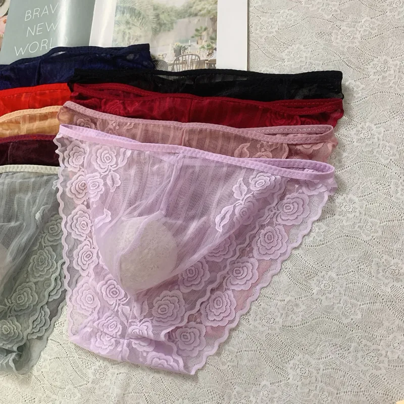 Men Seamless Lace Extreme Men's Panties Mesh Sheer Very Hot Lingerie Gay Sissy Bulge Pouch Bikini Briefs Underwear Underpants — image 7
