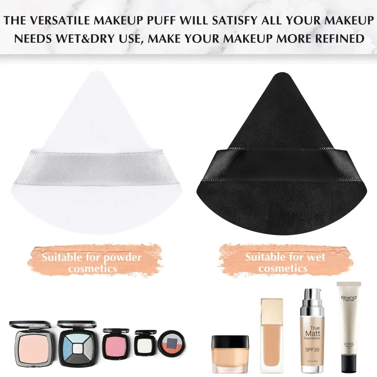 Χονδρική 50 τμχ Triangle Powder Puff Mini Face Makeup Sponge Cosmetics Μαλακό βαμβακερό πρόσωπο σε σκόνη Puff Washable Velvet Makeup Puff