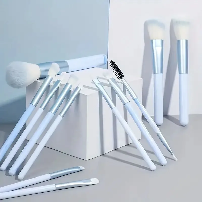 12Pcs Blue Makeup Brushes Set Professional Foundation Powder Blending Blush Concealer Synthetic Fiber Bristles Brush — image 2