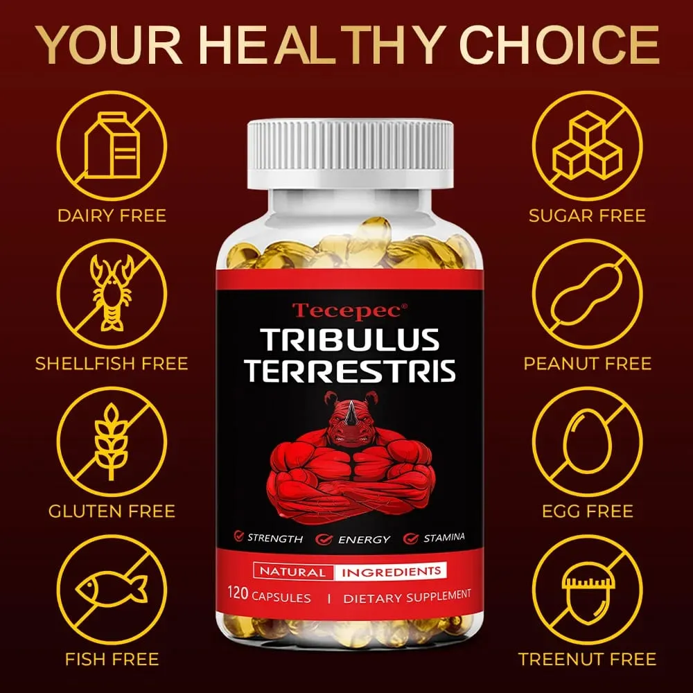 Tribulus Terrestris Extract Capsules - with Maca Ashwagandha - Energy Endurance & Natural Energy Non-GMO