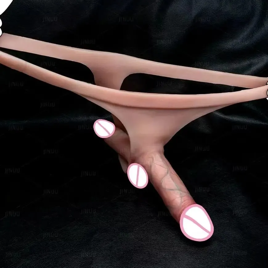Consolador con correa de doble cabeza para parejas, pene realista de silicona portátil, pene consolador, pantalones, juguete sexual con correa para mujer — image 3