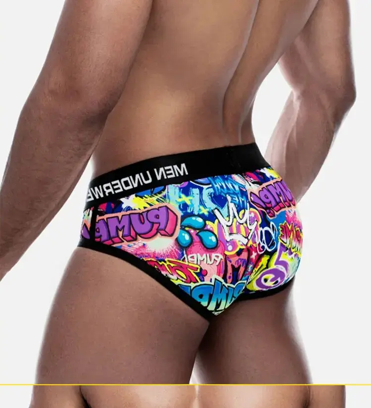 Sexy Men Underwear Funny Briefs Underpants Graffiti Panties Jockstrap Low Waist Butt Lifter Male Underwear MP223 — image 13