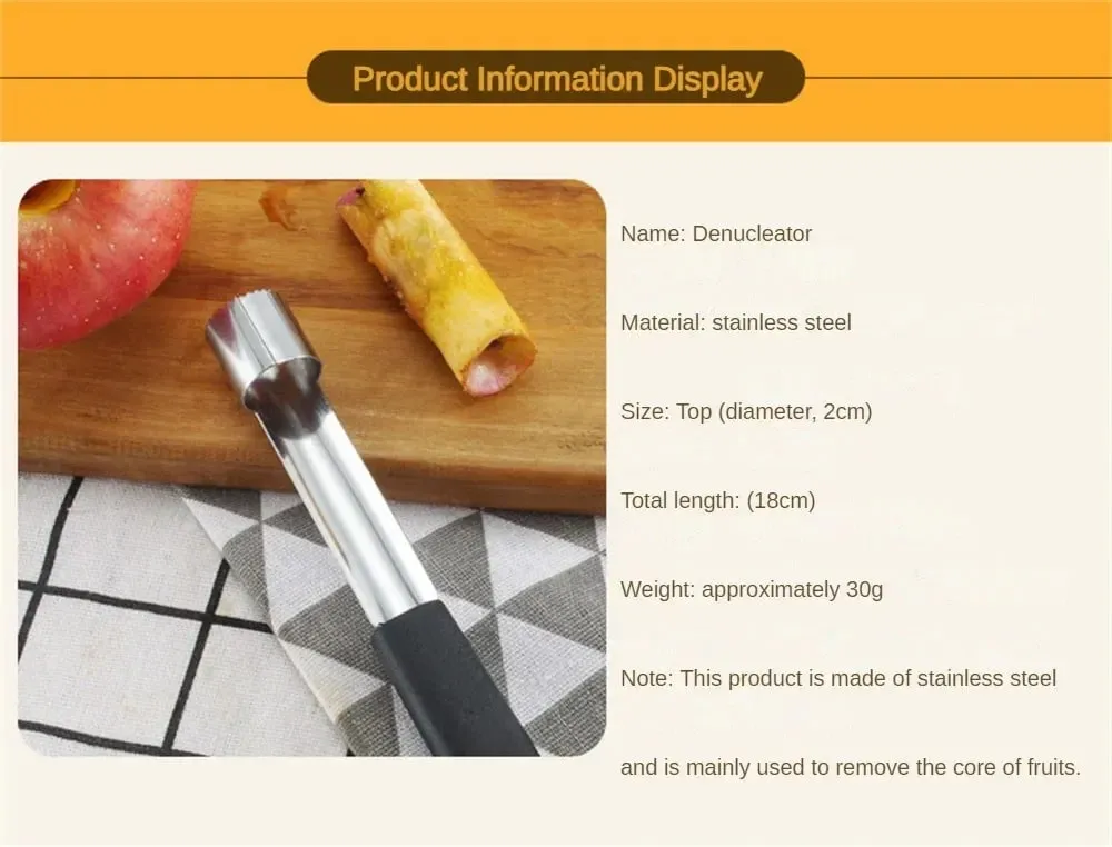 1PC Stainless Steel Fruit Core Extractor Kitchen Gadget Apple Pear Fruit Core Extractor Household Kitchen Plastic Handle — image 9