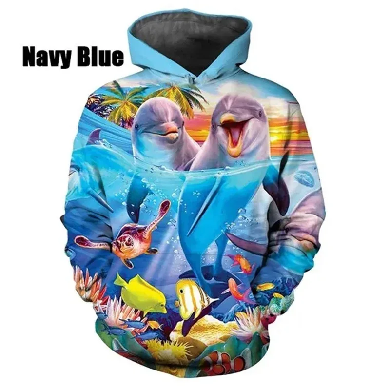 Gran oferta, sudaderas con capucha con estampado 3D de delfines, pulóver informal, sudaderas para hombres y mujeres, ropa de calle, sudaderas con capucha de gran tamaño para niños — image 9