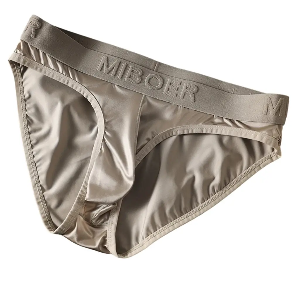 Low Waist Mens Briefs Underwear with Ice Silk Satin-like Fabric Bulge Pouch Smooth Stretch Breathable Underpants — image 12
