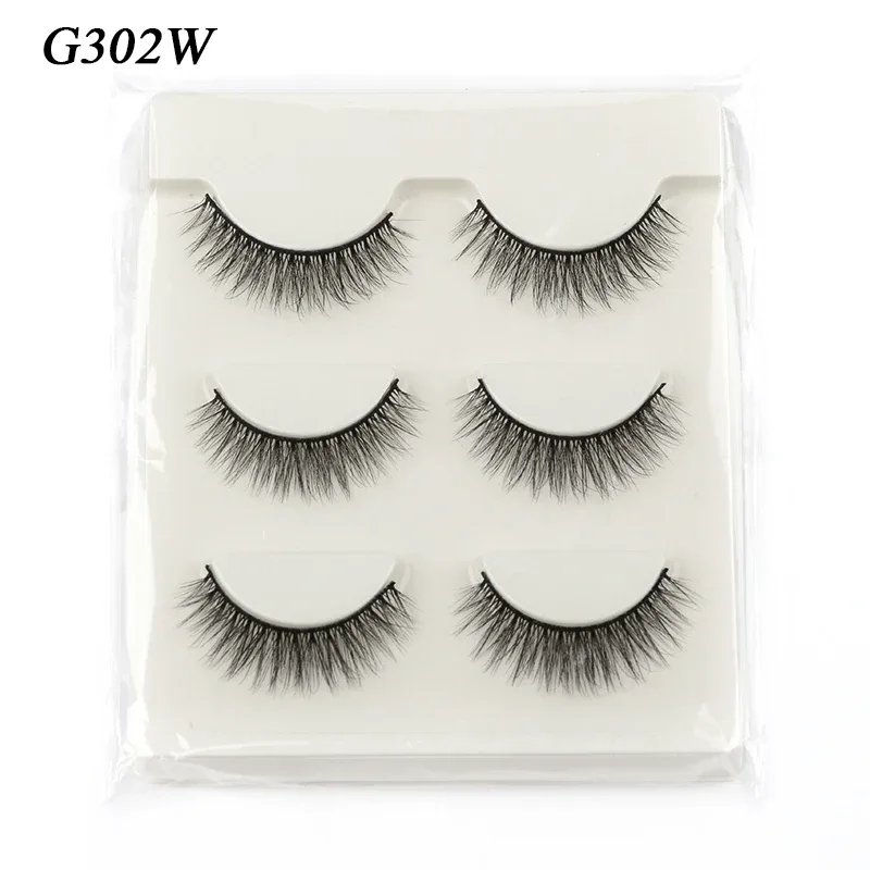 Faux Cils 3 זוגות ריסים מלאכותיים טבעיים ארוכים 3D מינק ריסי מינק רכים רכים מלוכלכים בעבודת יד ריסים מזויפים כלי איפור עיניים Maquiagem — image 8