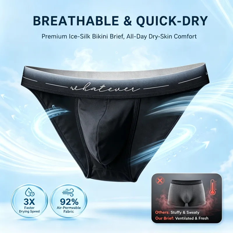 Men Ice Silk High Cut Briefs Printed Moisture Wicking Breathable Athletic Underwear for Bodybuilder Gym Daily Wear 1 / 3Pcs Set — image 4
