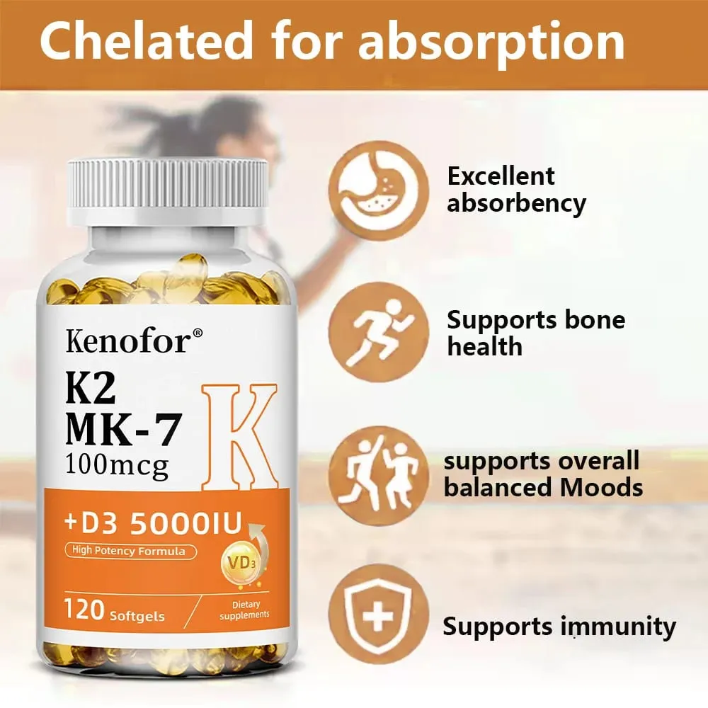 Vitamin D3 5000IU + K2 MK-7 100mcg | Bone Heart & Immune Support — image 3