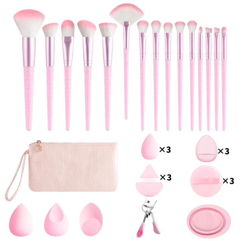 33Pcs All In One Makeup Tools Set 15 Brushes Beauty Sponges Powder Puff Eyelash Curler With Storage Bag For Full Face Makeup — image 8