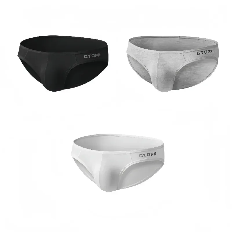 3Pack Mens Underpants Low Waist Briefs U Convex Bag Moisture-wicking Comfortable Sexy Mens Bikini 3256812265867383 — image 7